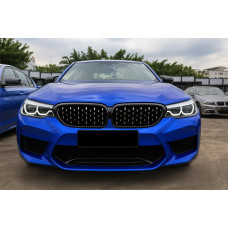 Ноздри Diamond Silver (Черная окантовка) для BMW 5 серия G30/31 2017-2023 гг