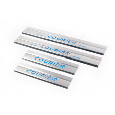 Накладки на пороги нержавейка Carmos V2 (4 шт) для Ford Courier 2014-2023 гг