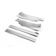 Накладки на внутренние пороги нержавейка OmsaLine (4 шт) для Ford Connect 2014-2021 гг