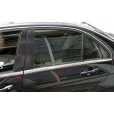 Хромированные накладки на молдинги стекол (6 шт, нержавейка) для Mercedes C-class W204 2007-2015 гг