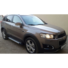 Боковые пороги Allmond Grey (2 шт., алюминий) 2016-2019 для Chevrolet Captiva