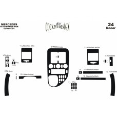 Накладки на Панель Meric (1999-2003) Карбон для Mercedes Vito W638