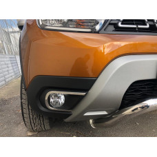 Накладки на противотуманные фары (2 шт., нержавейка) Carmos - Турецкая Нержавеющая Сталь для Dacia Duster 2018-2024 гг