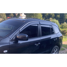 Ветровики с хромированным молдингом (4 шт, Niken) для Hyundai Santa Fe 2 2006-2012 гг
