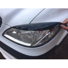 Реснички на фары прямые (2004-2010, 2 шт, пластик) Черный Матовый для Mercedes Vito W639