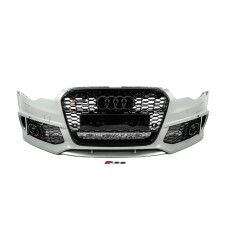 Передний бампер с черной решеткой RS6-Style (2011-2014) для Ауди A6 C7