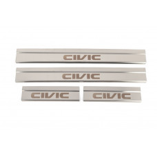 Накладки на Пороги (4 шт, Нержавейка) для Honda Civic Sedan X 2016-2021 гг