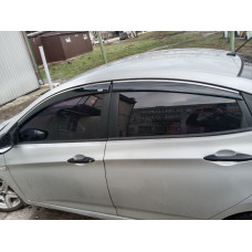 Ветровики с хромированным молдингом SD (4 шт, Niken) для Hyundai Accent 2011-2017 гг