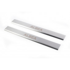 Накладки на дверные пороги Carmos из нержавеющей стали (2 шт.) для Fiat Albea 2002-2012 гг