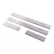 Накладки на пороги из нержавеющей стали (Carmos V2, 4 шт) для Peugeot 407 2004-2011 гг