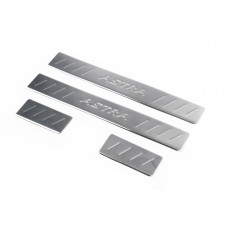 Накладки на пороги OmsaLine (4 шт, нержавейка) для Opel Astra J 2009-2015 гг