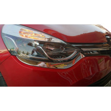 Хромированные накладки на передние фары (2 шт, нержавейка) для Renault Clio IV 2012-2019 гг