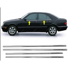 Нижние молдинги стекол нержавейка (4 шт) OmsaLine - Итальянская Нержавейка для Mercedes E-сlass W210 1995-2002 гг