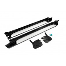 Боковые Подножки GX-Style (2 шт., Алюминий) Белый (серая подножка) для Toyota Land Cruiser Prado 150 2009-2023 гг