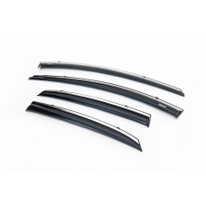 Ветровики с хромированным молдингом HB (4 шт, Niken) для Hyundai I-30 2012-2017 гг