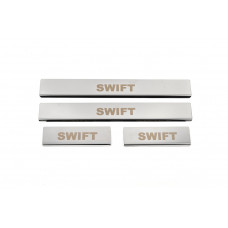 Накладки на пороги (4 шт, нержавейка) для Suzuki Swift 2005-2010 гг