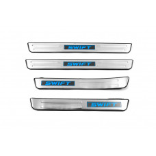 Накладки на пороги Libao LED (4 шт, нержавейка) для Suzuki Swift 2010-2017 гг
