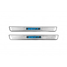 Накладки на пороги Libao LED (2 шт, нержавейка) для Suzuki Swift 2010-2017 гг