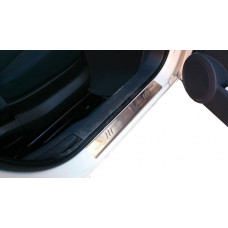 Накладки на пороги OmsaLine (2 шт, нержавейка) для Peugeot Bipper 2008-2017 гг