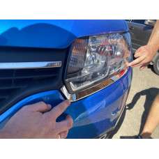 НОВИНКА!!! Накладки на фары (2 шт., нержавейка) для Renault Logan MCV 2013-2022 гг