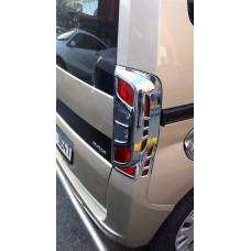 Хромированные накладки на задние фонари с изгибом (2 шт, пластик) для Peugeot Bipper 2008-2017 гг