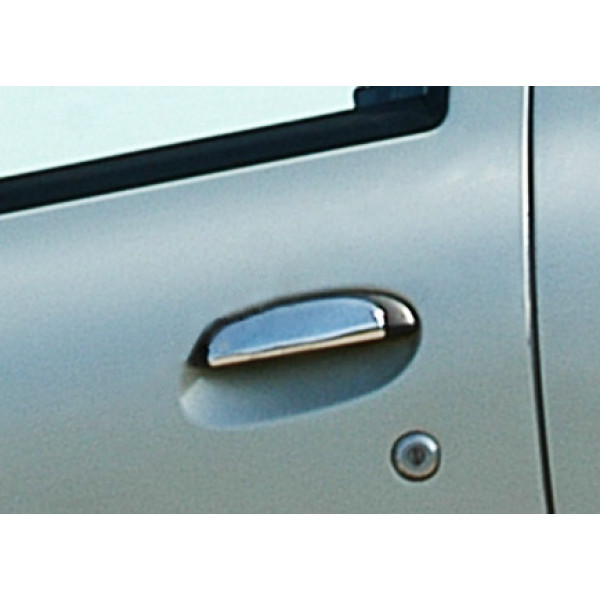 Хромированные Накладки на Ручки (Нержавейка) 2 шт, Carmos - Турецкая сталь для Renault Clio II 1998-2005 гг