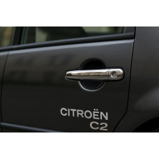 Хромированные Накладки на Ручки (2 шт., Нержавеющая Сталь) Carmos - Турецкая Нержавеющая Сталь для Citroen C-2 2003-2009 гг