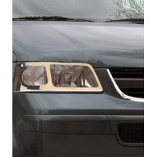 Хромированные накладки на передние фары (2 шт., нержавейка) для Volkswagen T5 Caravelle 2004-2010 гг