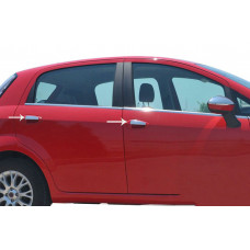 Накладки на дверні ручки (4 дверні., Нерж.) Carmos - Турецька сталь для Fiat Punto Grande/EVO 2006-2018 рр