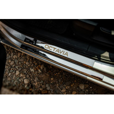 Накладки на пороги Carmos V1 (8 шт., нерж.) для Skoda Octavia III A7 2013-2019 рр