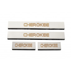 Накладки на пороги V-2 (4 шт, нерж) для Jeep Grand Cherokee WK2 2010-2021 гг