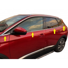 Нижние молдинги стекол нержавейка (8 шт) OmsaLine - Итальянская Нержавейка для Peugeot 3008 2016-2023 гг