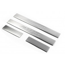 Накладки на пороги OmsaLine Accent Blue (4 шт, нержавейка) для Hyundai Accent 2011-2017 гг