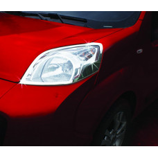 Накладки на Фары (2 шт, Нержавейка) Carmos - Турецкая Нержавеющая Сталь для Fiat Fiorino/Qubo 2008-2024 гг