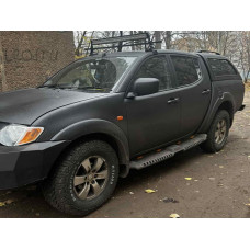 Боковые пороги Dakar V2 с LED (2015-2019, 2 шт, металл) для Mitsubishi L200