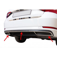 Накладки на торец заднего бампера Carmos (3 шт, нержавейка) для Skoda Superb 2015-2024 гг