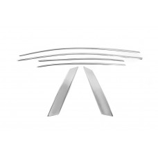 Верхние накладки на стекла HB (6 шт, нержавейка) для Ford Focus II 2008-2011 гг