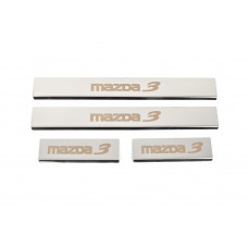Накладки на пороги (4 шт, Глянець, нерж) для Mazda 3 2013-2019 рр