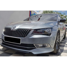 Передний лип-спойлер DPT V-1 (2015-2020, Черный Глянец) для Skoda Superb