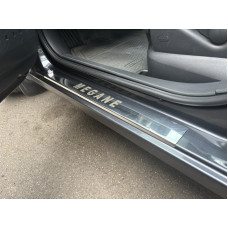 Накладки на Пороги (Carmos, 4 шт, Нержавеющая Сталь) для Renault Megane II 2004-2009 гг
