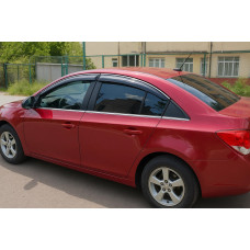 Ветровики с хромированным молдингом SD (4 шт, ABM) для Chevrolet Cruze 2009-2015 гг