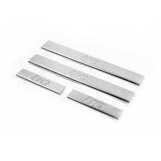 Накладки на пороги OmsaLine (4 шт, нержавейка) для Hyundai I-10 2014-2017 гг