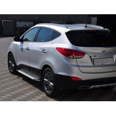 Бокові пороги Allmond Grey (2 шт., алюм.) для Hyundai IX-35 2010-2015 рр