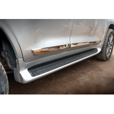 Боковые пороги с LED (дизайн 2015-2020) Белый для Toyota Land Cruiser 200