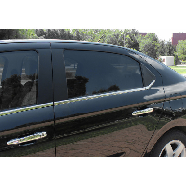 Окантовка окон Нержавейка 6 шт, Carmos (с вырезом) для Peugeot 301 2012- гг