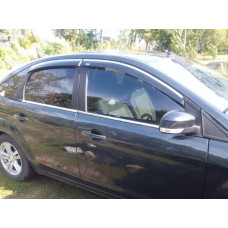 Ветровики с хромированным молдингом SD/HB (4 шт, Niken) для Ford Focus II 2005-2008 гг
