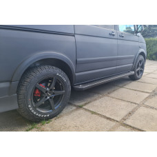 Боковые Подножки Allmond Black (2 шт., алюминий) Короткая База для Volkswagen T5 Transporter 2003-2010 гг