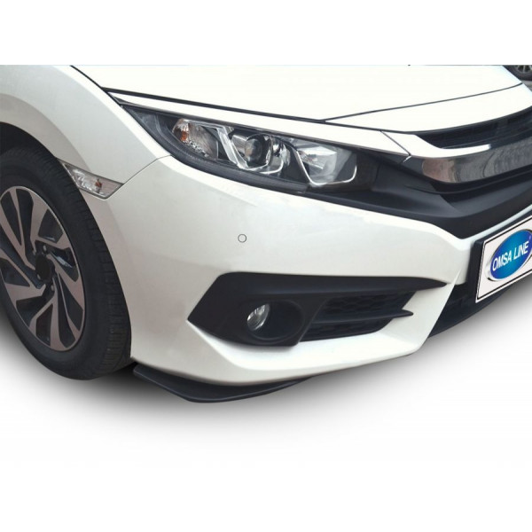 Флапсы на передний бампер (2 шт, черные) для Honda Civic Sedan X 2016-2021 гг