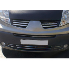 Накладки на решітку бампера 2007-2015 (6 шт, нерж) для Renault Trafic рр