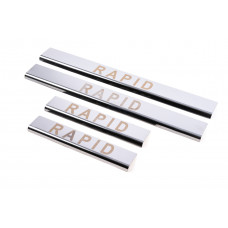 Накладки на пороги Carmos V1 (4 шт, нержавейка) для Skoda Rapid 2012-2019 гг